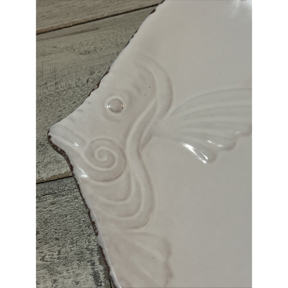 Sanibel‎ By Mud Pie Fish Plate, White Glazed Terracotta Plate W/Silver - Picture 10 of 10